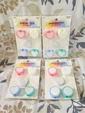 NWT Hobby Lobby Heart Sublimation Blanks in Pink, White, Blue, Teal